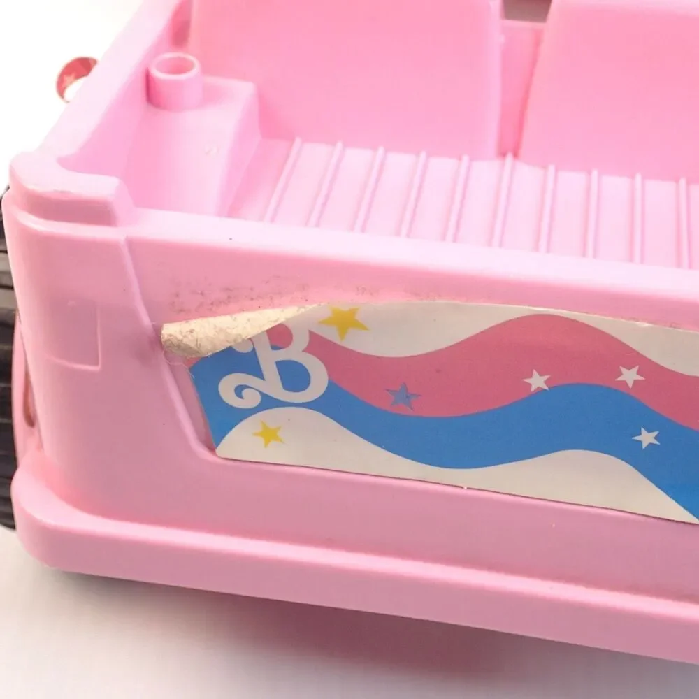 Vintage Barbie Pink Plastic Jeep Pink Rims Black Wheels NO Canopy Top
